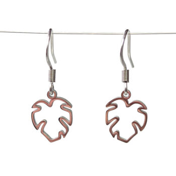 Stainless Steel Hollow Monstera Leaf Silver Earrings