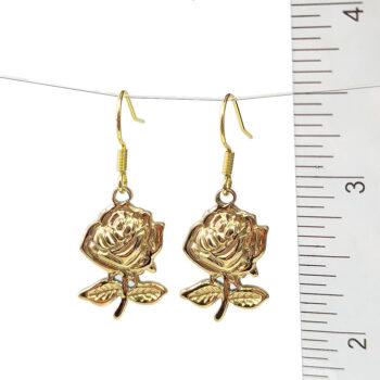 Stainless Steel Rose Flower Gold Earrings - Image 2