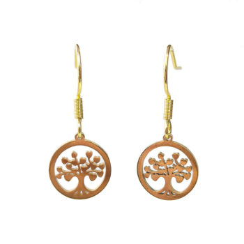 Stainless Steel Delicate Modern Tree Hoop Gold Earrings