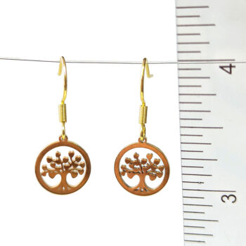 Stainless Steel Delicate Modern Tree Hoop Gold Earrings - Image 2