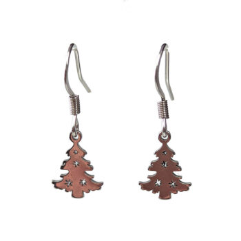 Stainless Steel Delicate Christmas Tree Silver Earrings