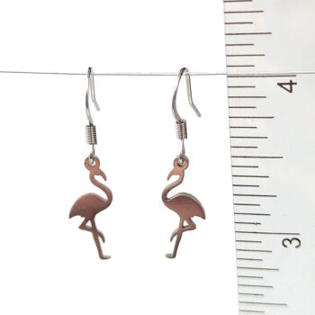 Stainless Steel Delicate Solid Flamingo Bird Silver Earrings - Image 5