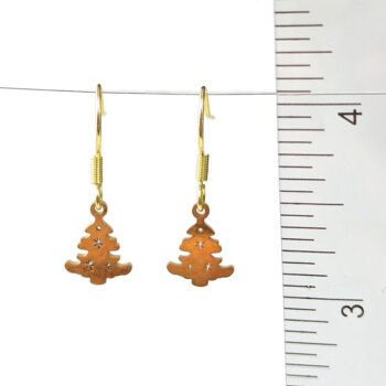 Stainless Steel Delicate Christmas Tree Gold Earrings - Image 4