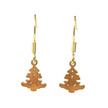 Stainless Steel Delicate Christmas Tree Gold Earrings - Image 5