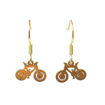 Stainless Steel Delicate Bicycle Bike Gold Earrings - Image 4