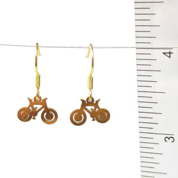 Stainless Steel Delicate Bicycle Bike Gold Earrings - Image 5