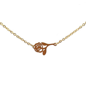 Stainless Steel Delicate Rose Flower Connector Gold Necklace