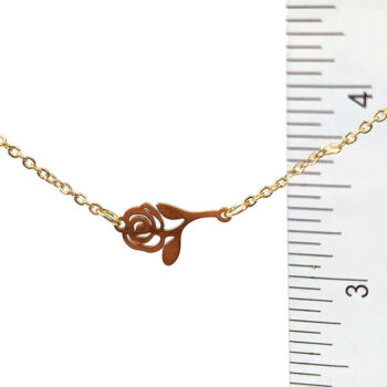 Stainless Steel Delicate Rose Flower Connector Gold Necklace - Image 3