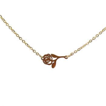 Stainless Steel Delicate Rose Flower Connector Gold Necklace - Image 2