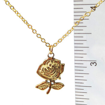 Stainless Steel Rose Flower Pendant Gold Necklace - Image 2