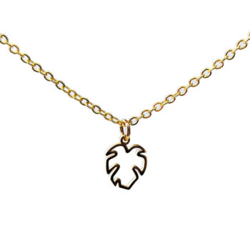 Stainless Steel Hollow Monstera Leaf Gold Necklace