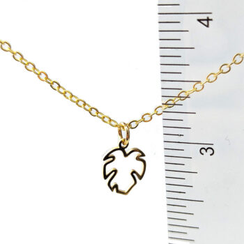 Stainless Steel Hollow Monstera Leaf Gold Necklace - Image 2