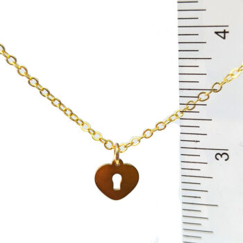 Stainless Steel Delicate Heart Lock Charm Gold Necklace - Image 2