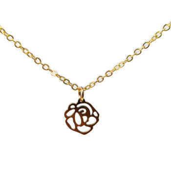 Stainless Steel Delicate Hollow Rose Flower Charm Gold Necklace