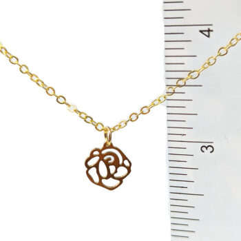 Stainless Steel Delicate Hollow Rose Flower Charm Gold Necklace - Image 2