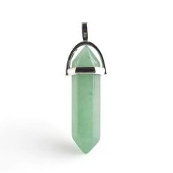 Green Jade Natural Gemstone Hexagonal Pointed Pendant