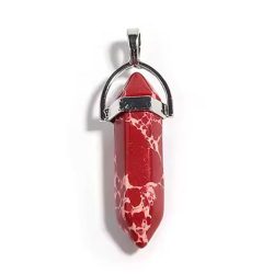 Red Jasper Natural Gemstone Hexagonal Pointed Pendant