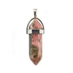 Rhodonite Natural Gemstone Hexagonal Pointed Pendant
