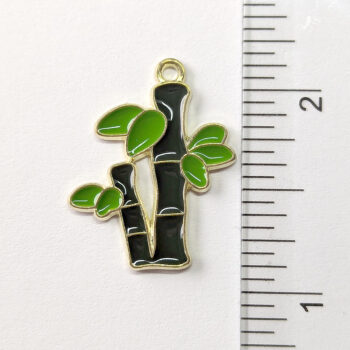 Eucalyptus Branch with Leaves Enamel Charm Gold - Image 2