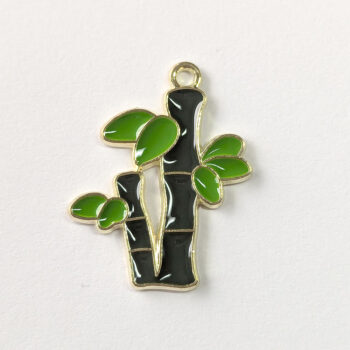 Eucalyptus Branch with Leaves Enamel Charm Gold