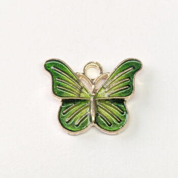 Green Yellow Decorative Butterfly Enamel Charm Gold