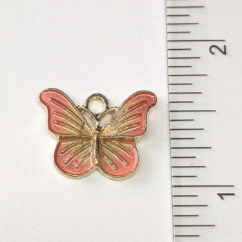 Pink Yellow Decorative Butterfly Enamel Charm Gold - Image 2