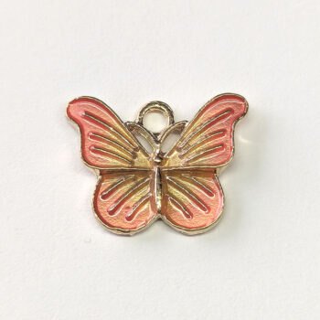 Pink Yellow Decorative Butterfly Enamel Charm Gold