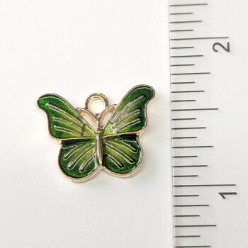 Green Yellow Decorative Butterfly Enamel Charm Gold - Image 2