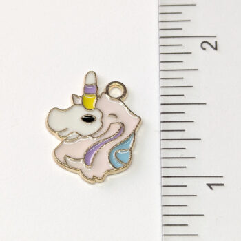 Pink Purple Blue Unicorn Head Enamel Charm - Image 2