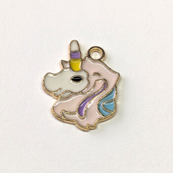 Pink Purple Blue Unicorn Head Enamel Charm