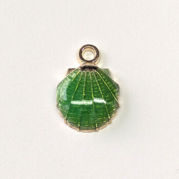 Green Scallop Shell Enamel Charm