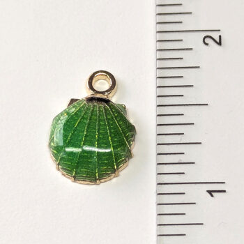 Green Scallop Shell Enamel Charm - Image 2