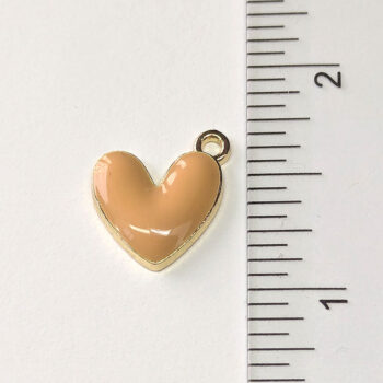 Puffy Peach Heart Enamel Charm Gold - Image 2