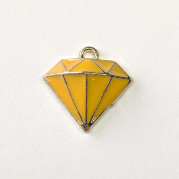 Yellow Puffy Diamond Enamel Charm Gold