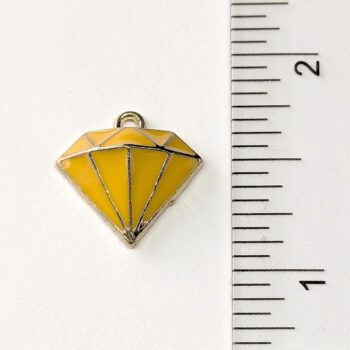 Yellow Puffy Diamond Enamel Charm Gold - Image 2