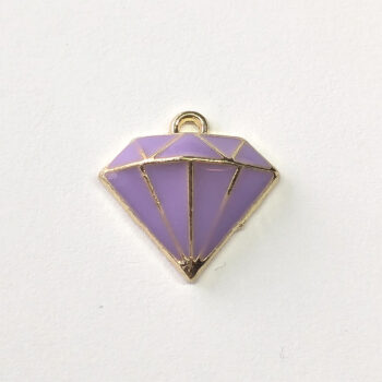 Purple Puffy Diamond Enamel Charm Gold