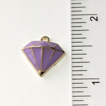 Purple Puffy Diamond Enamel Charm Gold - Image 2