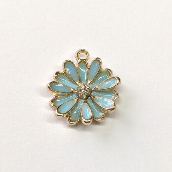 Blue Multi Petals Cupped Flower Enamel Charm Gold