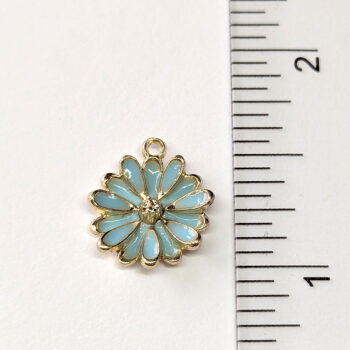 Blue Multi Petals Cupped Flower Enamel Charm Gold - Image 2