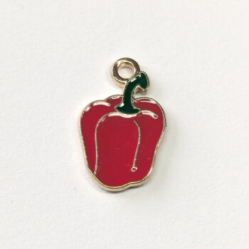 Red Bell Pepper Food Enamel Charm Gold