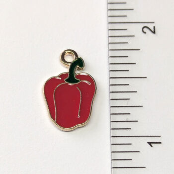 Red Bell Pepper Food Enamel Charm Gold - Image 2