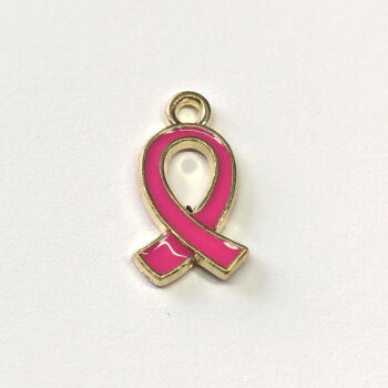 Hot Pink Cross Ribbon Bow Enamel Charm Gold