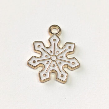 White Snowflake Enamel Charm Gold