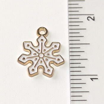 White Snowflake Enamel Charm Gold - Image 2