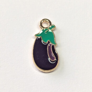 Purple Eggplant Vegetable Enamel Charm Gold