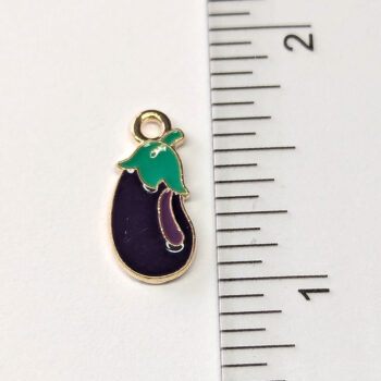 Purple Eggplant Vegetable Enamel Charm Gold - Image 2