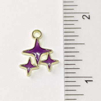 Three Purple Stars Enamel Charm Gold - Image 2