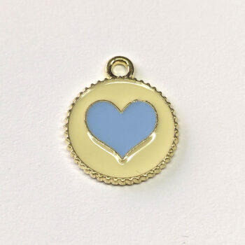 Blue Heart Yellow Circle Enamel Charm Gold