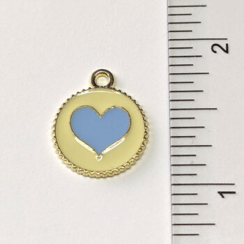 Blue Heart Yellow Circle Enamel Charm Gold - Image 2