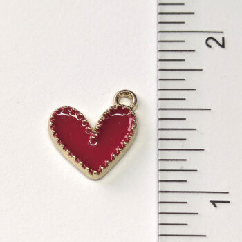 Decorative Red Heart Enamel Charm Gold - Image 2